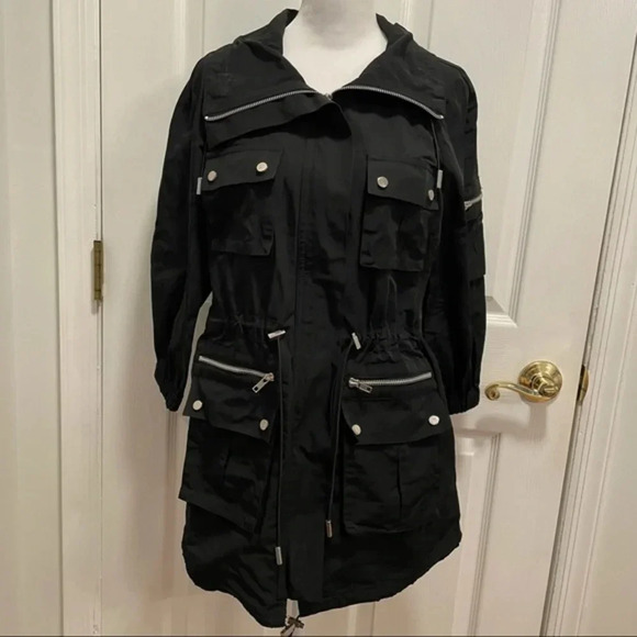 Caché Lightweight Pocket Zipper Windbreaker Rain Trench Coat XS - Picture 2 of 10